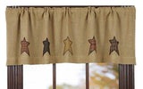 Stratton Burlap Applique Star Valance 60" - Primitive Star Quilt Shop