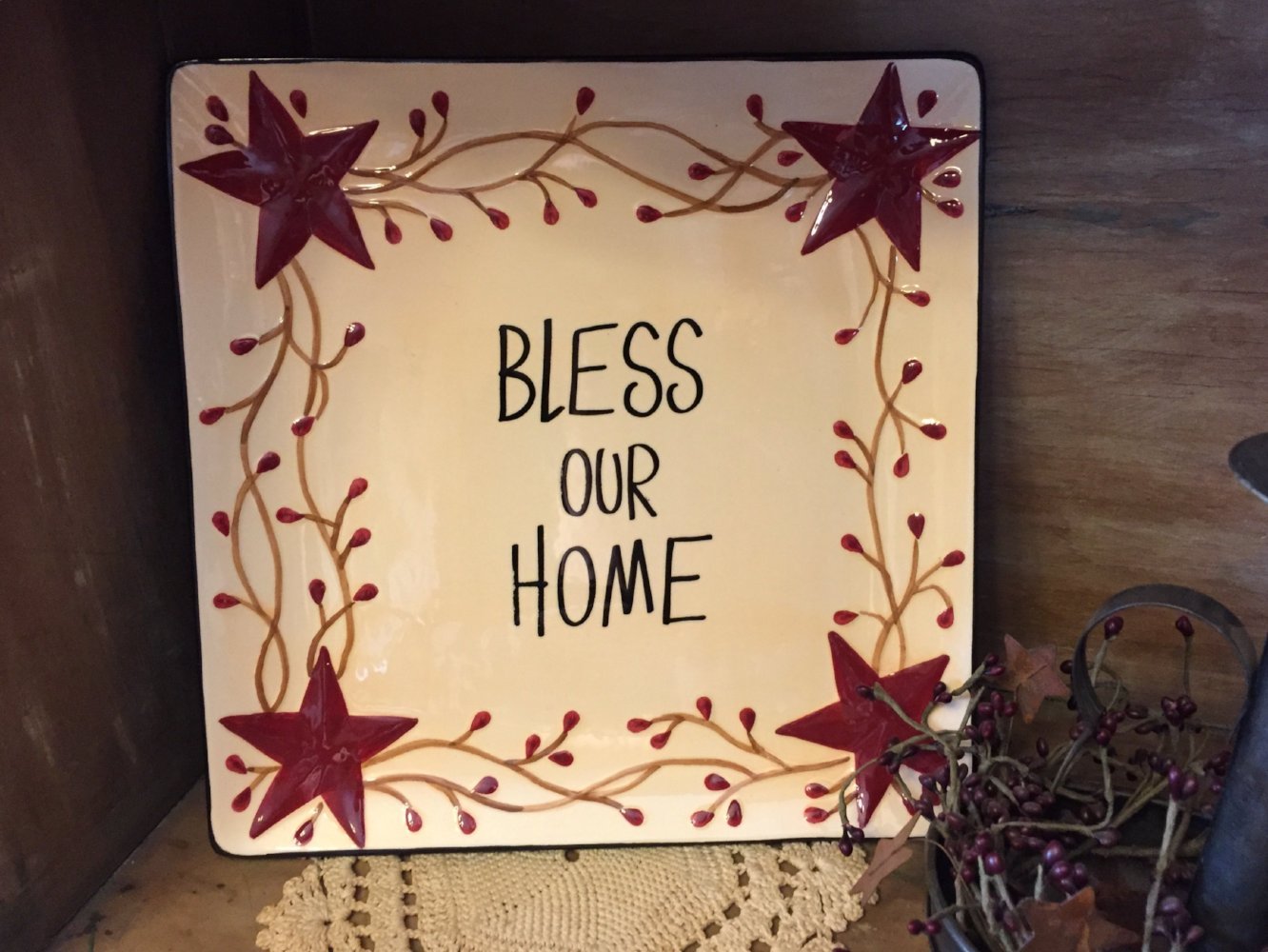 Berry Vine Bless Our Home Square Server