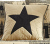 Colonial Star Black Quilted Pillow 16" Filled - Primitive Star Quilt Shop