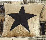 Colonial Star Black Quilted Pillow 16" Filled - Primitive Star Quilt Shop