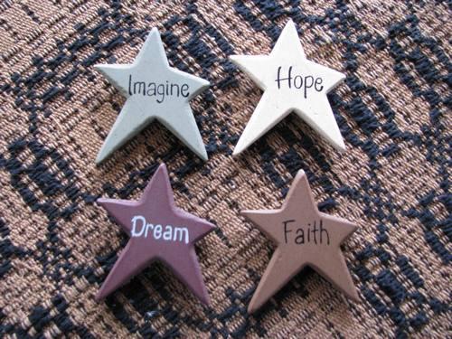 Colorful Wood Star Magnets - Set of 4 - Primitive Star Quilt Shop