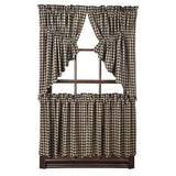 Black Check Scalloped Lined Prairie Swag Curtains - Primitive Star Quilt Shop - 2