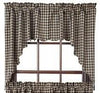 Black Check Scalloped Lined Swag Curtains - Primitive Star Quilt Shop - 1