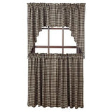 Black Check Scalloped Lined Swag Curtains - Primitive Star Quilt Shop - 2