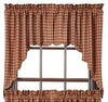 Burgundy Check Scalloped Lined Swag Curtains - Primitive Star Quilt Shop - 1