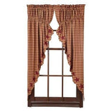 Burgundy Star Scalloped Lined Prairie Curtains - Primitive Star Quilt Shop