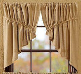 Burlap Natural Prairie Swag Curtains - Primitive Star Quilt Shop - 1