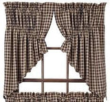 Navy Check Scalloped Lined Prairie Swag Curtains - Primitive Star Quilt Shop - 1