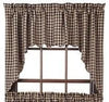 Navy Check Scalloped Lined Swag Curtains - Primitive Star Quilt Shop - 1