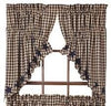 Navy Star Scalloped Lined Prairie Swag Curtains - Primitive Star Quilt Shop - 1