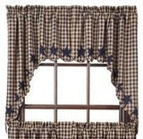 Navy Star Scalloped Lined Swag Curtains - Primitive Star Quilt Shop - 1