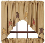 Stratton Burlap Applique Star Swag Curtains - Primitive Star Quilt Shop - 1