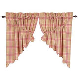 Elaine Rouge Scalloped Lined Prairie Swag Curtains - Primitive Star Quilt Shop