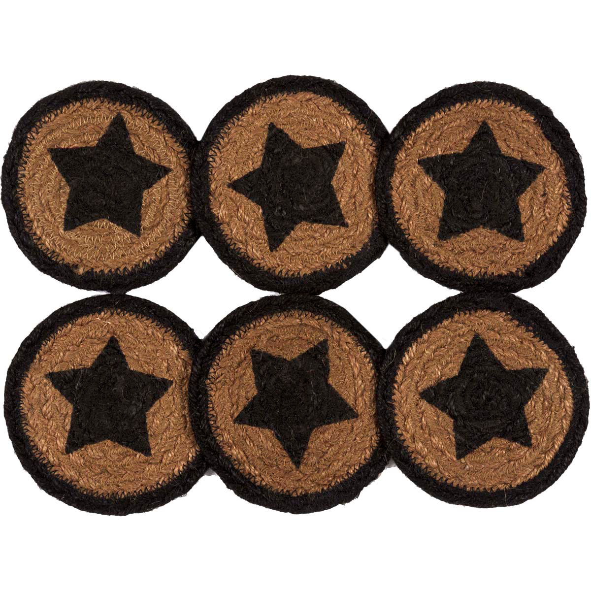 Farmhouse Star Stencil Braided Coaster 4" - Set of 6