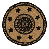 Farmhouse Star Stencil Round Braided Tablemat 13" - Primitive Star Quilt Shop