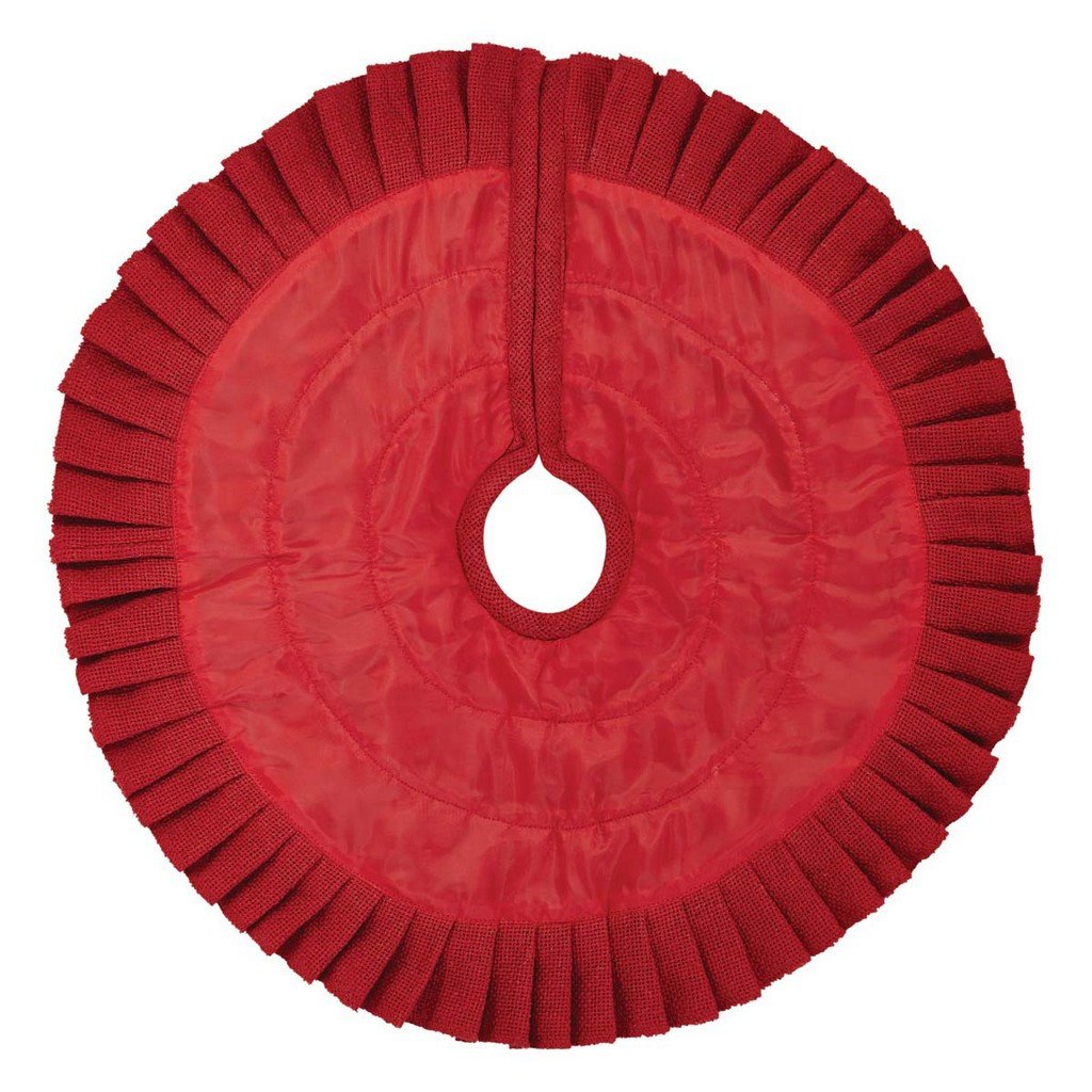 Festive Red Burlap Ruffled Mini Tree Skirt 21"