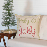 Holly & Jolly Pillow 18" Filled