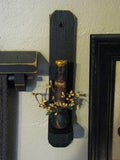 12" Black Wood Sconce - Grungy Drip Ivory Timer Candle - Primitive Star Quilt Shop - 2