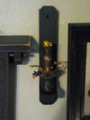 12" Black Wood Sconce - Grungy Drip Ivory Timer Candle - Primitive Star Quilt Shop - 3