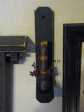 12" Black Wood Sconce - Grungy Drip Mustard Timer Candle - Primitive Star Quilt Shop - 1