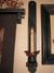 18" Black Wood Sconce - Grungy Ivory Timer Candle