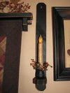 18" Black Wood Sconce - Grungy Ivory Timer Candle - Primitive Star Quilt Shop - 3