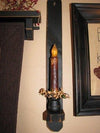 18" Black Wood Sconce -  Grungy Mustard Timer Candle - Primitive Star Quilt Shop - 3