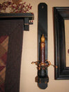 18" Black Wood Sconce -  Grungy Mustard Timer Candle - Primitive Star Quilt Shop - 3