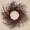 18" Red Beans and Pip Berry Twig Wreath - Primitive Star Quilt Shop - 1