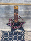 Iron Star Holder with Mustard Drip Candle - Primitive Star Quilt Shop - 2