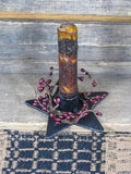 Iron Star Holder with Mustard Drip Candle - Primitive Star Quilt Shop - 2