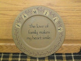 Love of Family Wood Plate - Primitive Star Quilt Shop
