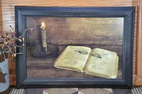 Purpose and Spirit Artwork - Candle and Bible - Primitive Star Quilt Shop