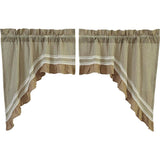 Kendra Stripe Green Lined Swag Curtains