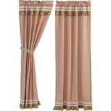 Kendra Stripe Red Lined Panel Curtains 84"