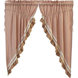 Kendra Stripe Red Lined Prairie Curtains