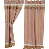 Kendra Stripe Red Lined Short Panel Curtains 63"