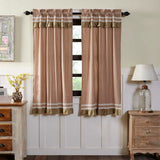 Kendra Stripe Red Lined Short Panel Curtains 63"