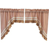 Kendra Stripe Red Lined Swag Curtains