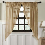 Khaki Fringed Tobacco Cloth Prairie Curtains