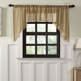 Khaki Fringed Tobacco Cloth Swag Curtains