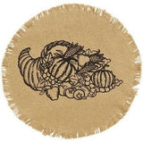 Giving Thanks Burlap Round Tablemat 13"- Set of 2 - Primitive Star Quilt Shop