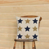 Navy and Burlap Star Applique Pillow 18" Filled