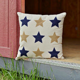 Navy and Burlap Star Applique Pillow 18" Filled