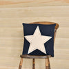 Navy and White Star Applique Pillow 18" Filled