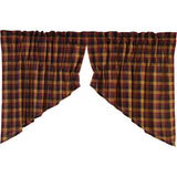 Primitive Check Lined Prairie Swag Curtains