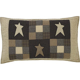 Primitive Star Quilted King Sham 21x37"