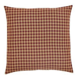 Burgundy Check Fabric Euro Sham 26x26" - Primitive Star Quilt Shop - 1