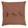 Burgundy Check Fabric Euro Sham 26x26" - Primitive Star Quilt Shop - 2