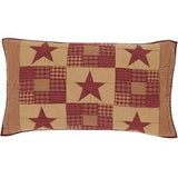 Ninepatch Star Quilted Luxury Sham 21x37" - Primitive Star Quilt Shop - 1